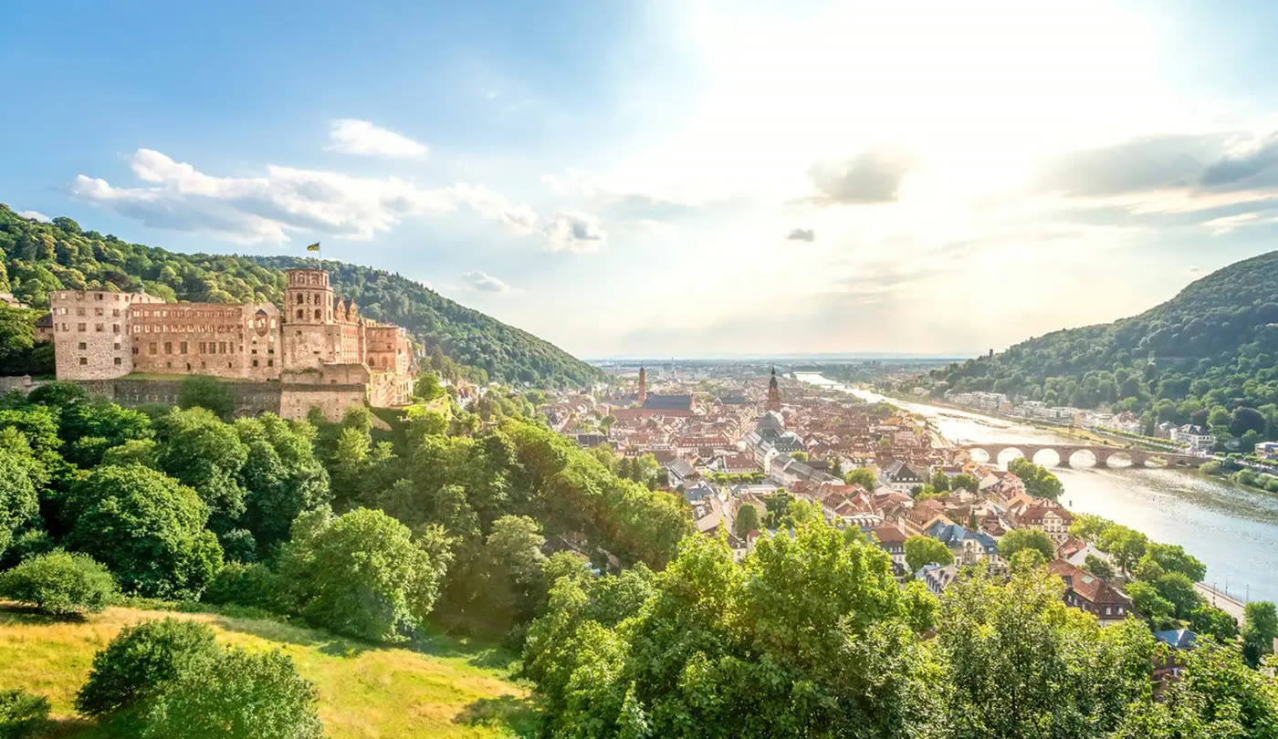 Heidelberg castle above the old town and river