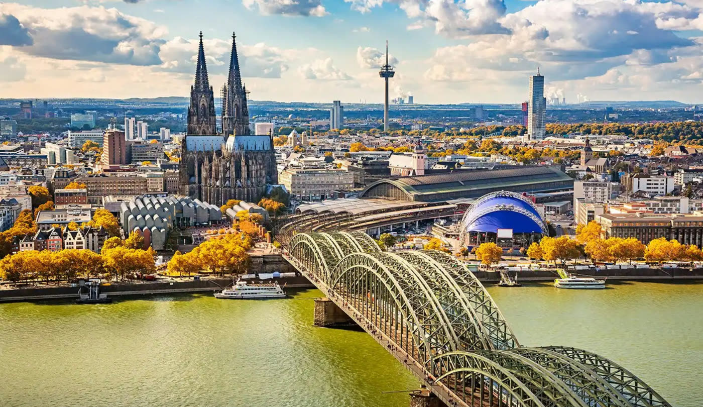 Cologne cathedral and Hohenzollern Bridge over the Rhine